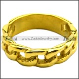 5mm Wide Women Golden Stainless Steel Band Cuban Link Chain Ring r007337
