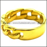 5mm Wide Women Golden Stainless Steel Band Cuban Link Chain Ring r007337