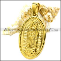 K Gold Plated Stainless Steel Virgin Mary Pendant p009715