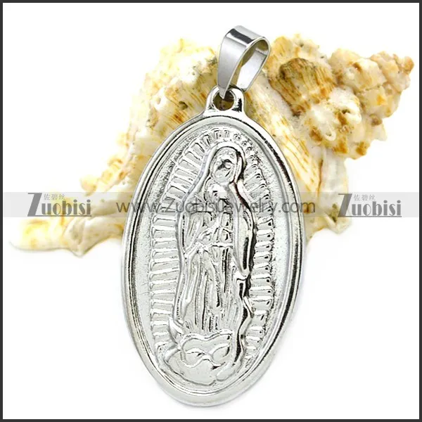 Silver Plated Stainless Steel Virgin Mary Pendant p009713