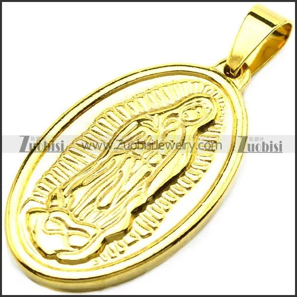 K Gold Plated Stainless Steel Virgin Mary Pendant p009715