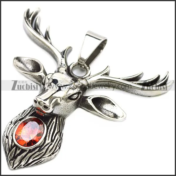 Deer Pendant with Red Crystal p009626