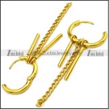 Golden Stainless Steel Huggie Hinged Hoop Dangle Earrings for Women e001896