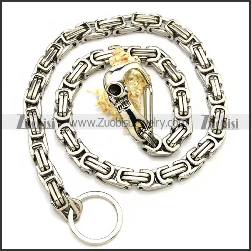 10mm Wide Stainless Steel Jean Chain with Casting Skull Clasp y000054