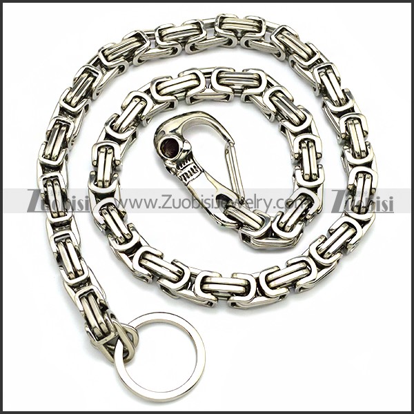 10mm Wide Stainless Steel Jean Chain with Casting Skull Clasp