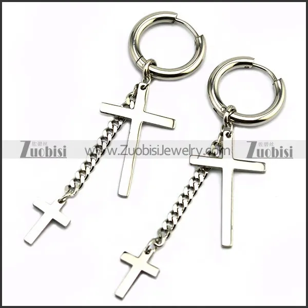 shiny stainless steel cross earring