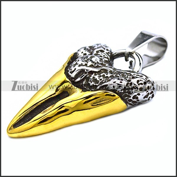 Stainless Steel Shark Teeth Pendant p010156