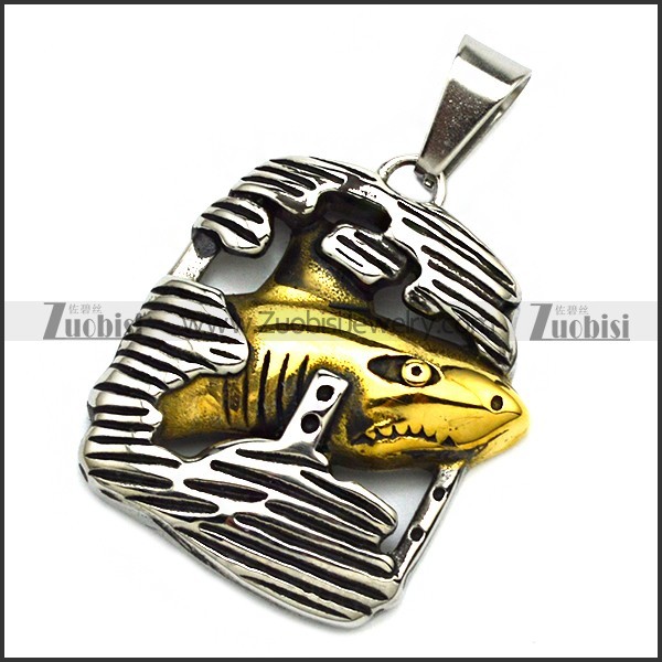 Golden Stainless Steel Whale Shark Pendant p010160
