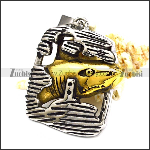 Golden Stainless Steel Whale Shark Pendant p010160