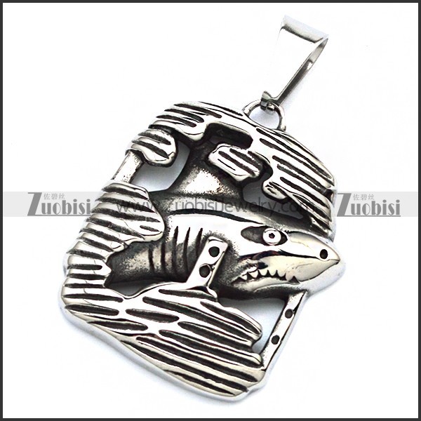 Stainless Steel Shark Pendant p010159