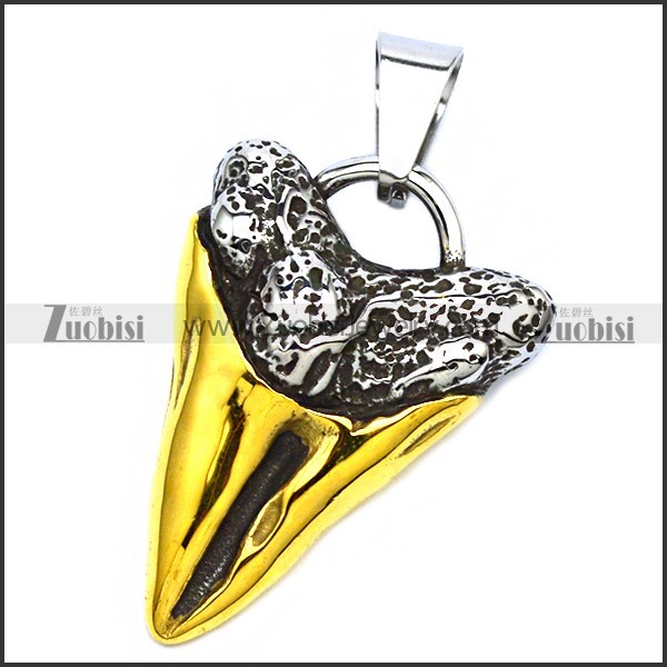 Stainless Steel Shark Teeth Pendant p010156