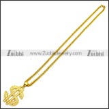Golden Stainless Steel US Dollar Sign Necklace Hip Hop Jewelry n002974