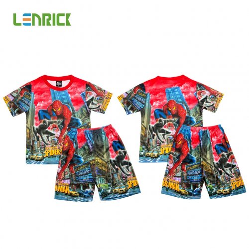 Lenrick Spiderman Boys Pajamas Set Red Pijamas Kids Sleepwear Cartoon T Shirtsshorts Summer Pajamas For Kids Pyjama Boy Clothes - 