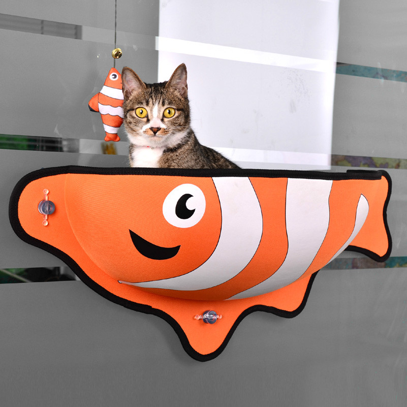 Us 50 Onebling Fish Shaped Windowsill Pet Hammock Roomy Cat Bed