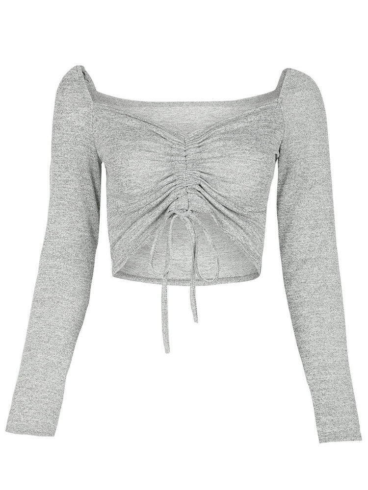 ruched drawstring front crop tee