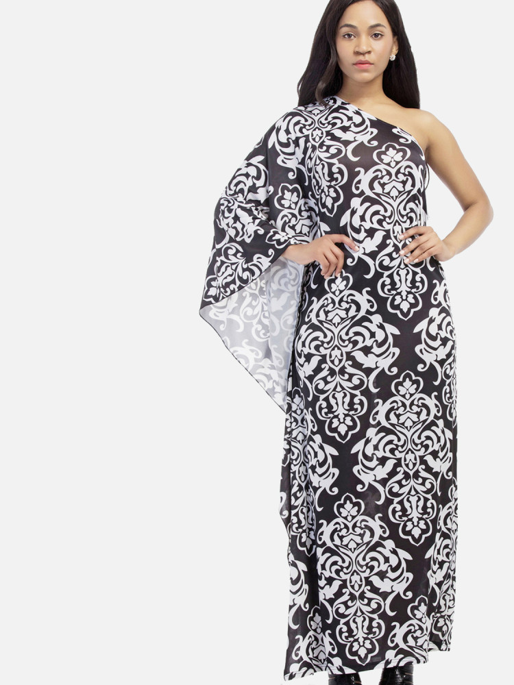 Us 44 Onebling Plus Size Bohemian Print Cape Kimono Sleeve