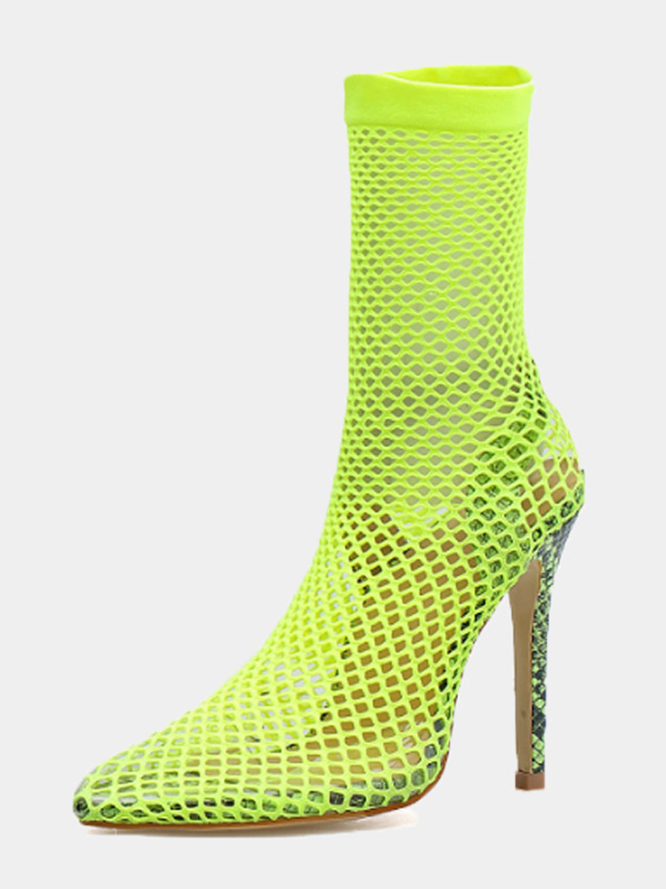 neon green ankle boots