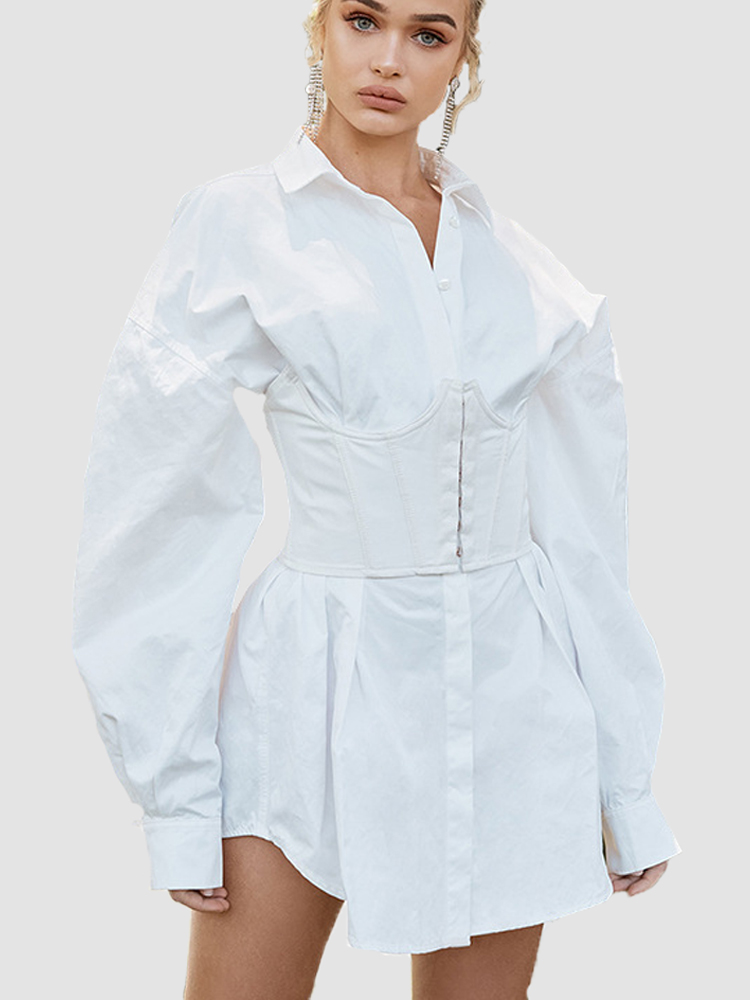 white shirt corset dress