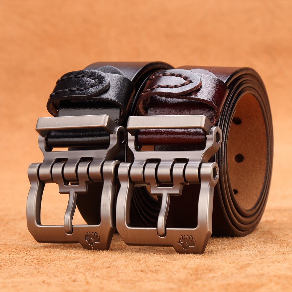 Dante Mens Genuine Leather Belt with Single Prong Buckle Black