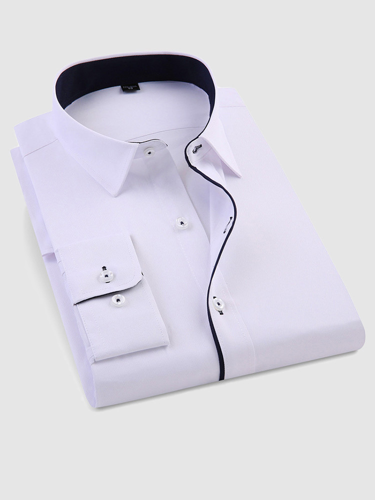 Smart Casual Men S Long Sleeve Shirt With Contrast Piping Onebling