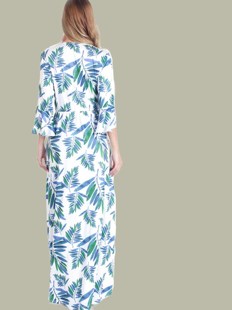 palm leaf wrap dress