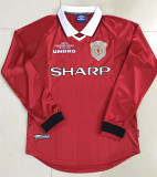 1999 Manchester United red Long sleeve Retro Jersey Thailand Quality