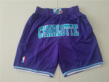  Charlotte Hornets-黄蜂队复古密绣拉链口袋球裤 紫色