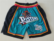 Detroit Pistons-活塞贾思顿绿复古密绣拉链口袋球裤绿色