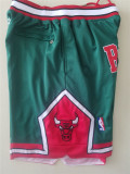 Chicago Bulls-公牛贾思顿口复古密绣拉链口袋球裤 绿色