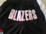 Portland Trail Blazers-开拓者贾思顿复古密绣拉链口袋球裤黑