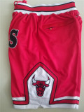 Chicago Bulls 公牛队 球裤 复古红密绣