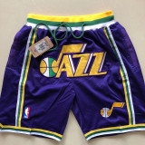 Utah Jazz  爵士队复古密绣口袋拉链球裤 紫色