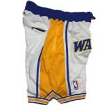 Golden State Warriors 勇士复古密绣口袋拉链球裤 白色