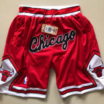 Chicago Bulls 公牛队芝加哥复古密绣球裤 红色