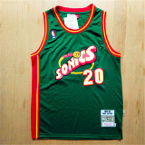Seattle Supersonics超音速队 20号 加里-佩顿 绿色 95-96经典复古极品网眼球迷版球衣