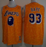 Los Angeles Lakers安逸猴联名湖人93号黄色球衣
