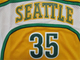 Seattle Supersonics超音速队 35号 杜兰特 黄色 复古球迷版新面料球衣