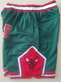 Chicago Bulls 公牛队复古密绣拉链球裤 绿色
