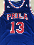  Philadelphia 76ers 76人队13号张伯伦蓝色网眼复古球衣