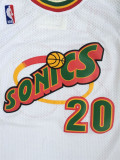 Seattle Supersonics超音速队 20号 加里-佩顿 白色 95-96经典复古极品网眼球迷版球衣