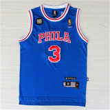 Philadelphia 76ers 76人队 3号 艾弗森 蓝色 10周年复古极品网眼球衣