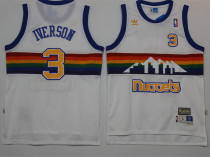 Denver Nuggets 掘金队 3号 艾弗森 雪山白 复古极品网眼球衣