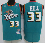 Detroit Pistons活塞队 33号 格兰特·希尔 绿色 经典复古极品网眼球迷版球衣