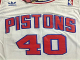 Detroit Pistons活塞队 40号 比尔-兰比尔 白色 复古极品网眼球衣