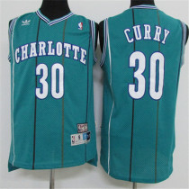  Charlotte Hornets黄蜂队 30号 库里 绿色 复古极品网眼球衣