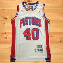 Detroit Pistons活塞队 40号 比尔-兰比尔 白色 复古极品网眼球衣