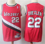 Portland Trail Blazers 开拓者队 22号 克莱德·德雷克斯勒 复古红 极品网眼球衣