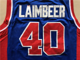 Detroit Pistons活塞队 40号 比尔-兰比尔 蓝色 复古极品网眼球衣
