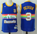 Denver Nuggets 掘金队 3号 艾弗森 雪山蓝 复古极品网眼球衣