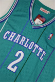  Charlotte Hornets黄蜂队 2号 约翰逊 绿色 复古极品网眼球衣